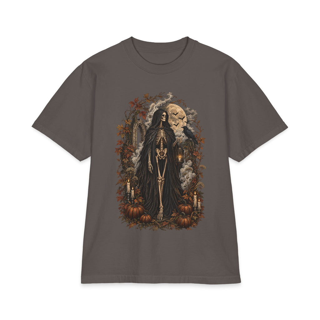 Grim Reaper Halloween T-Shirt — Gothic Pumpkin & Moon Tee