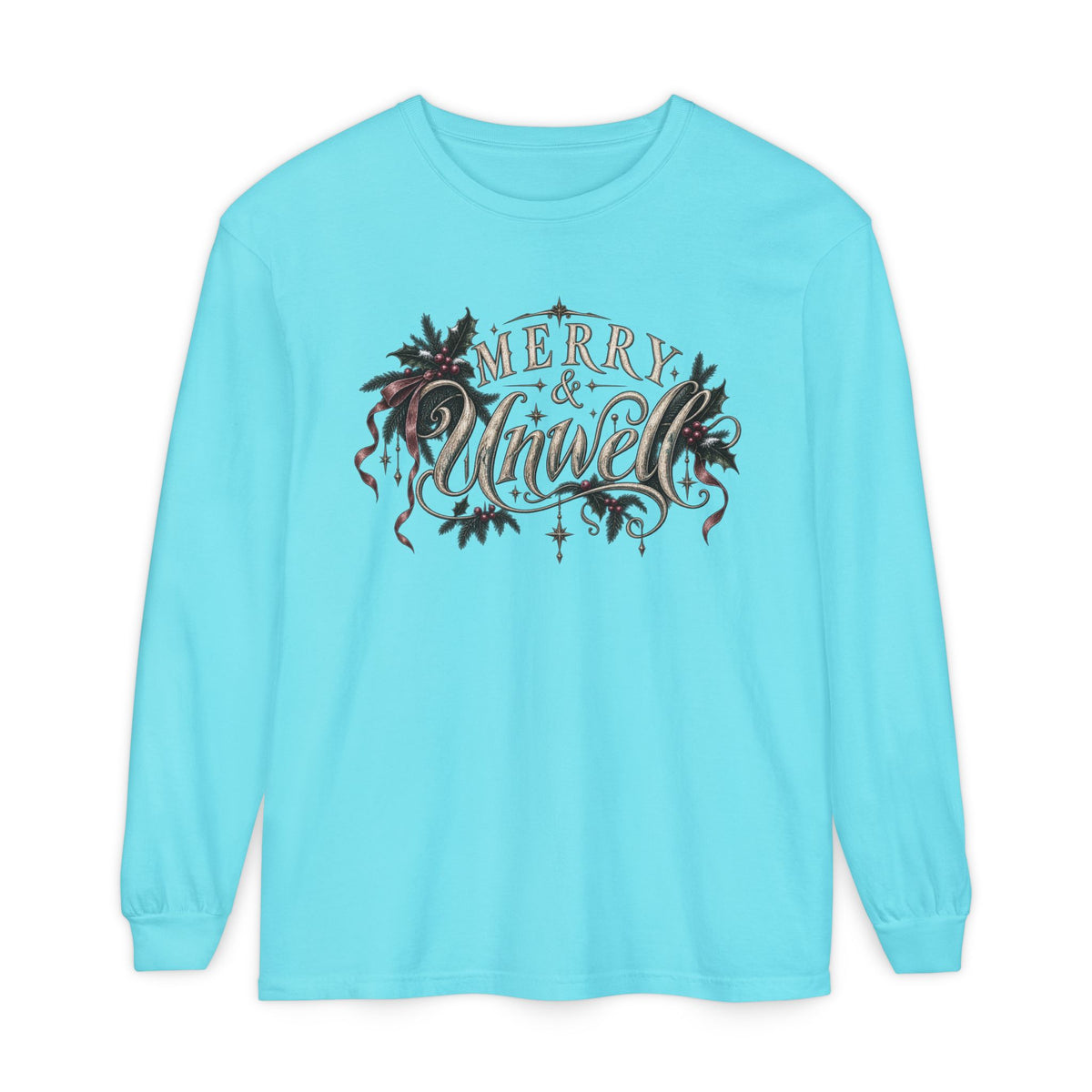 Merry & Bright Long Sleeve Tee — Vintage Holiday Christmas Shirt