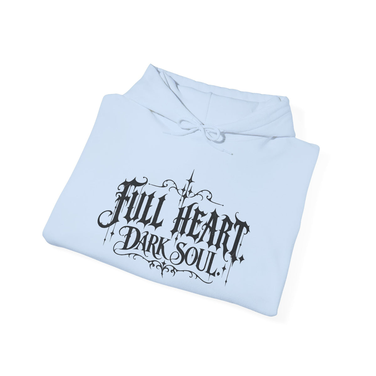 Dark Soul 'Full Heart' Hoodie — Gothic Script Graphic Sweatshirt