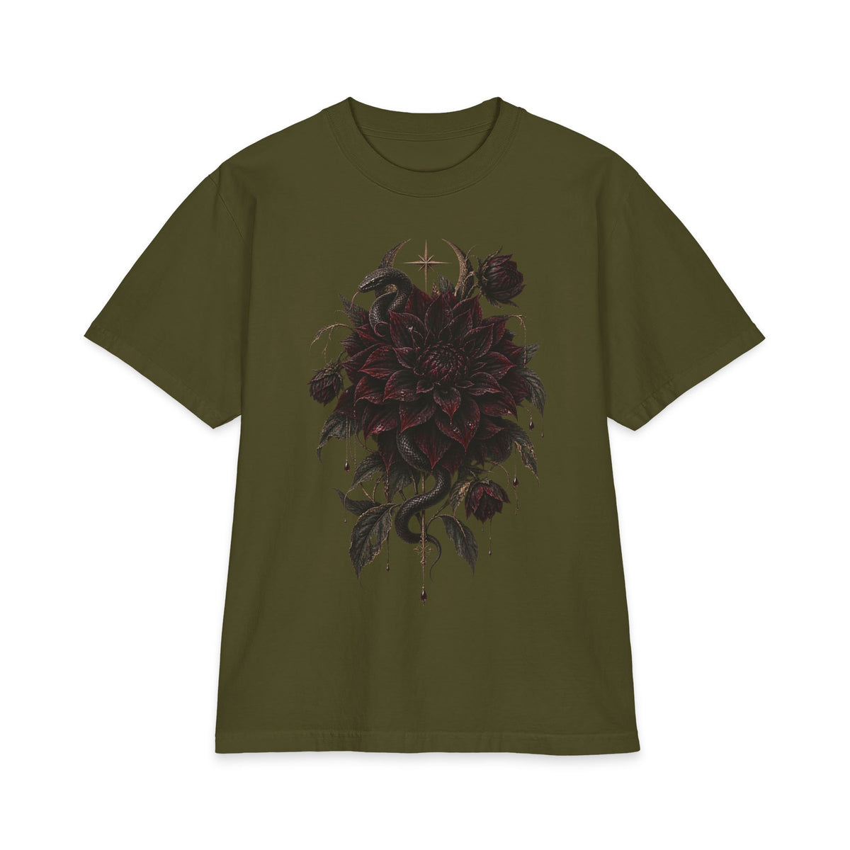 Dark Floral T-Shirt — Gothic Dahlia Graphic Tee