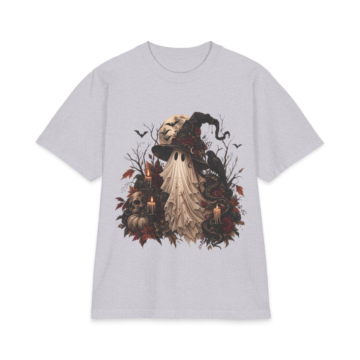 Vintage Ghost Halloween T-Shirt — Spooky Candlelit Autumn Design