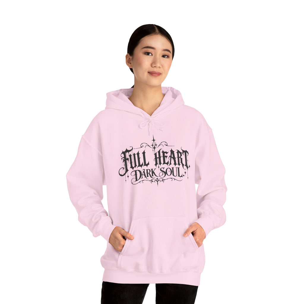 Dark Soul 'Full Heart' Hoodie — Gothic Script Graphic Sweatshirt