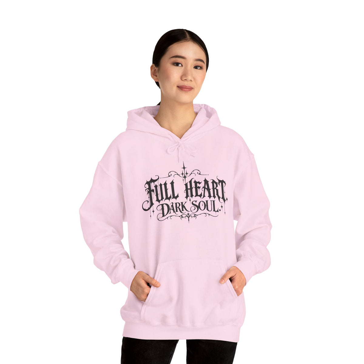 Dark Soul 'Full Heart' Hoodie — Gothic Script Graphic Sweatshirt