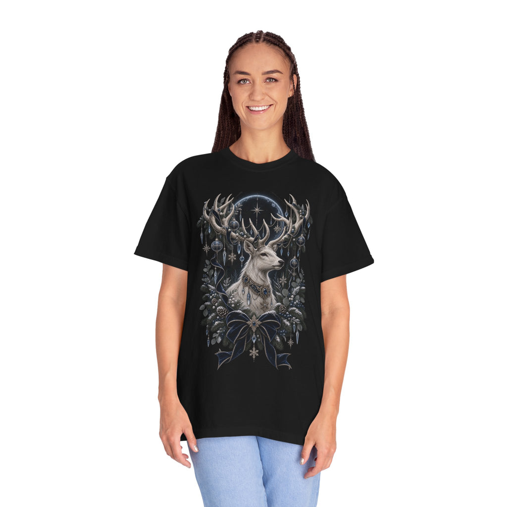 Mystic Stag Moon T-Shirt — Gothic Deer Forest Illustration
