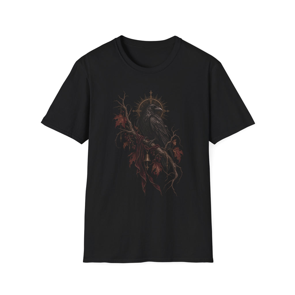 Gothic Raven Tee — Dark Crow with Thorny Halo Graphic Shirt