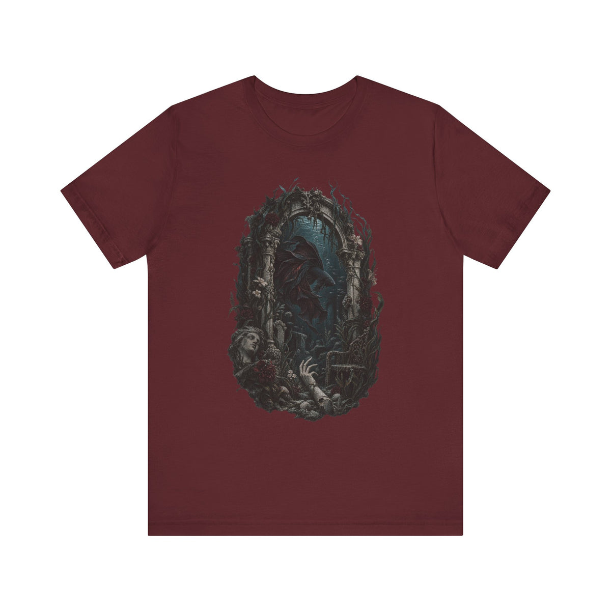 Gothic Fish T-Shirt — Underwater Ruins & Broken Statue