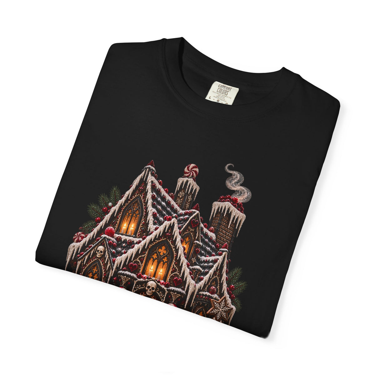 Gothic Gingerbread House T-Shirt — Spooky Christmas Art