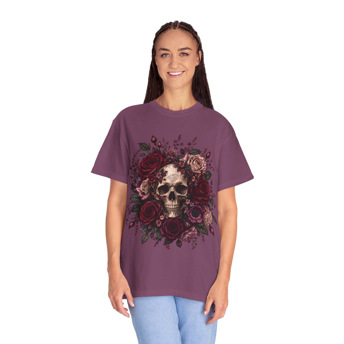 Skull & Rose T-Shirt — Gothic Floral Graphic