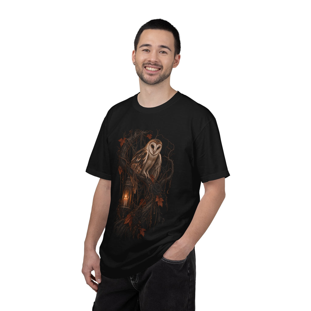 Barn Owl & Lantern T-Shirt — Gothic Night Wildlife