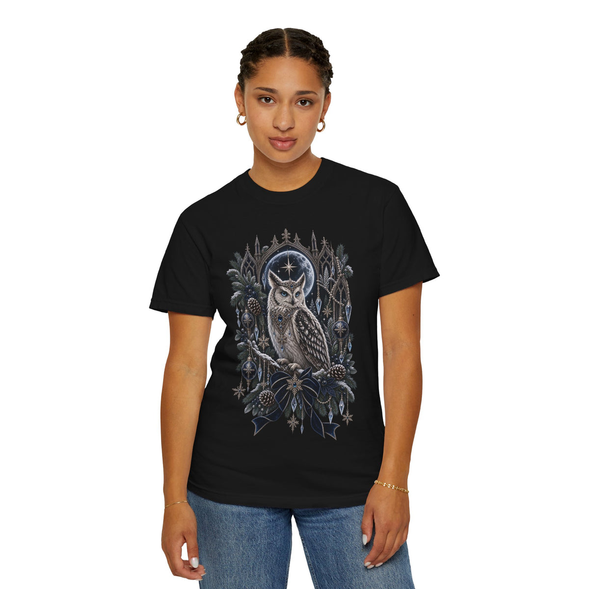 Owl Moon Graphic T-Shirt — Mystical Night Forest Owl Tee