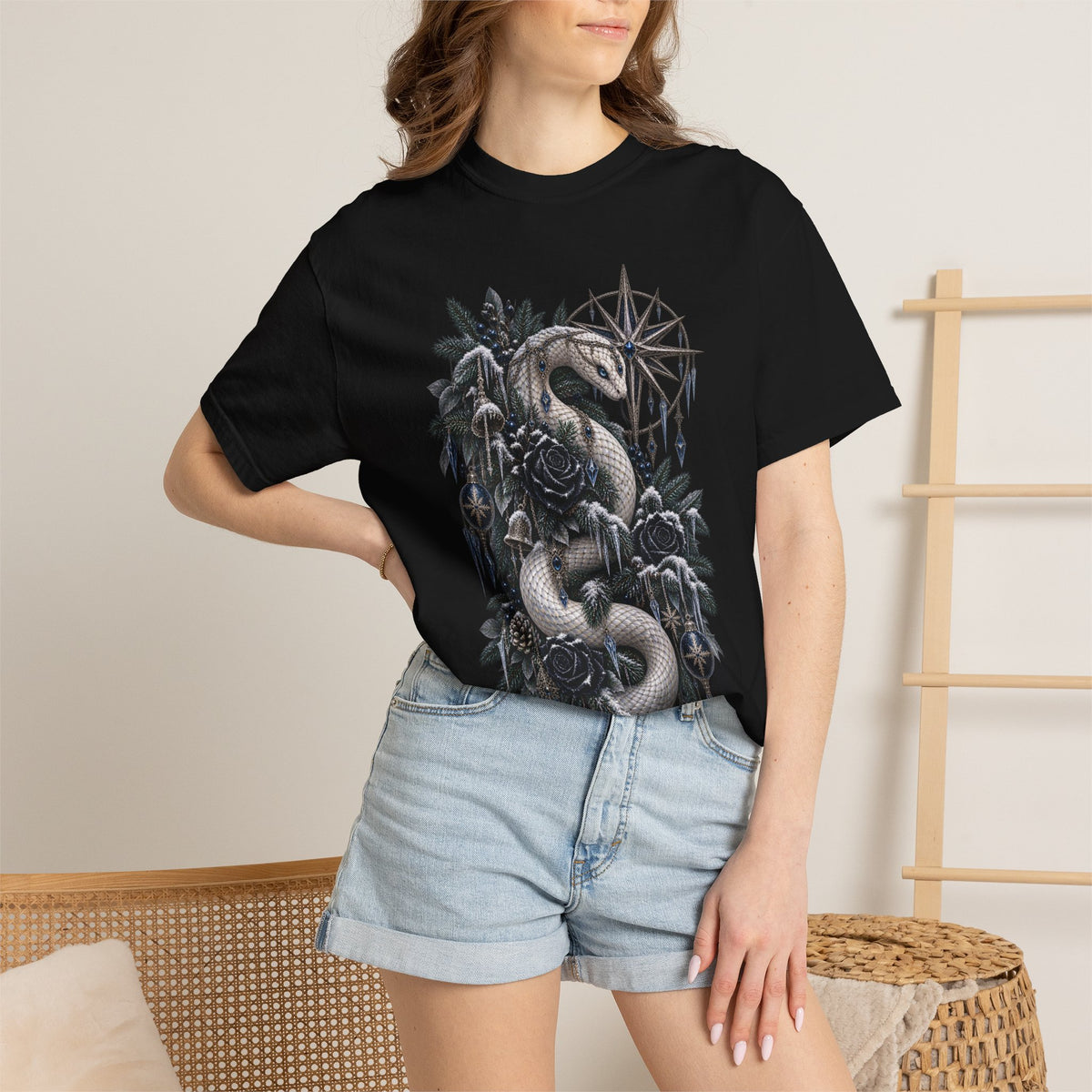 Christmas Serpent T-Shirt — Gothic Holiday Botanical Tee
