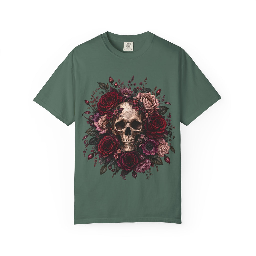 Skull & Rose T-Shirt — Gothic Floral Graphic