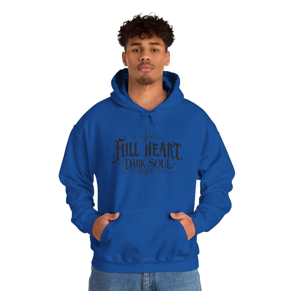 Dark Soul 'Full Heart' Hoodie — Gothic Script Graphic Sweatshirt
