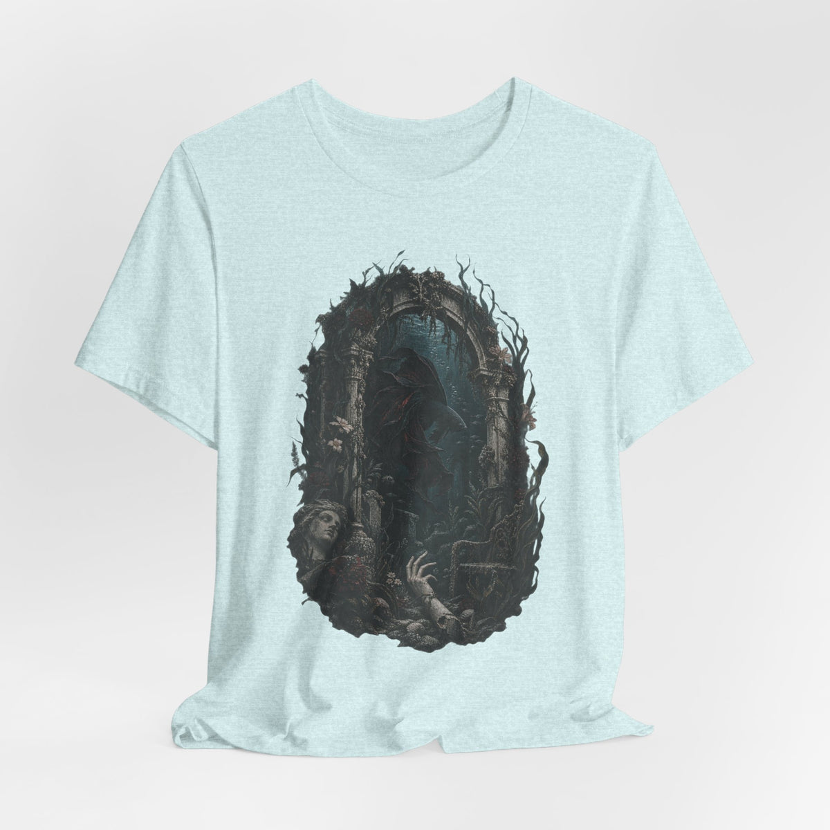 Gothic Fish T-Shirt — Underwater Ruins & Broken Statue