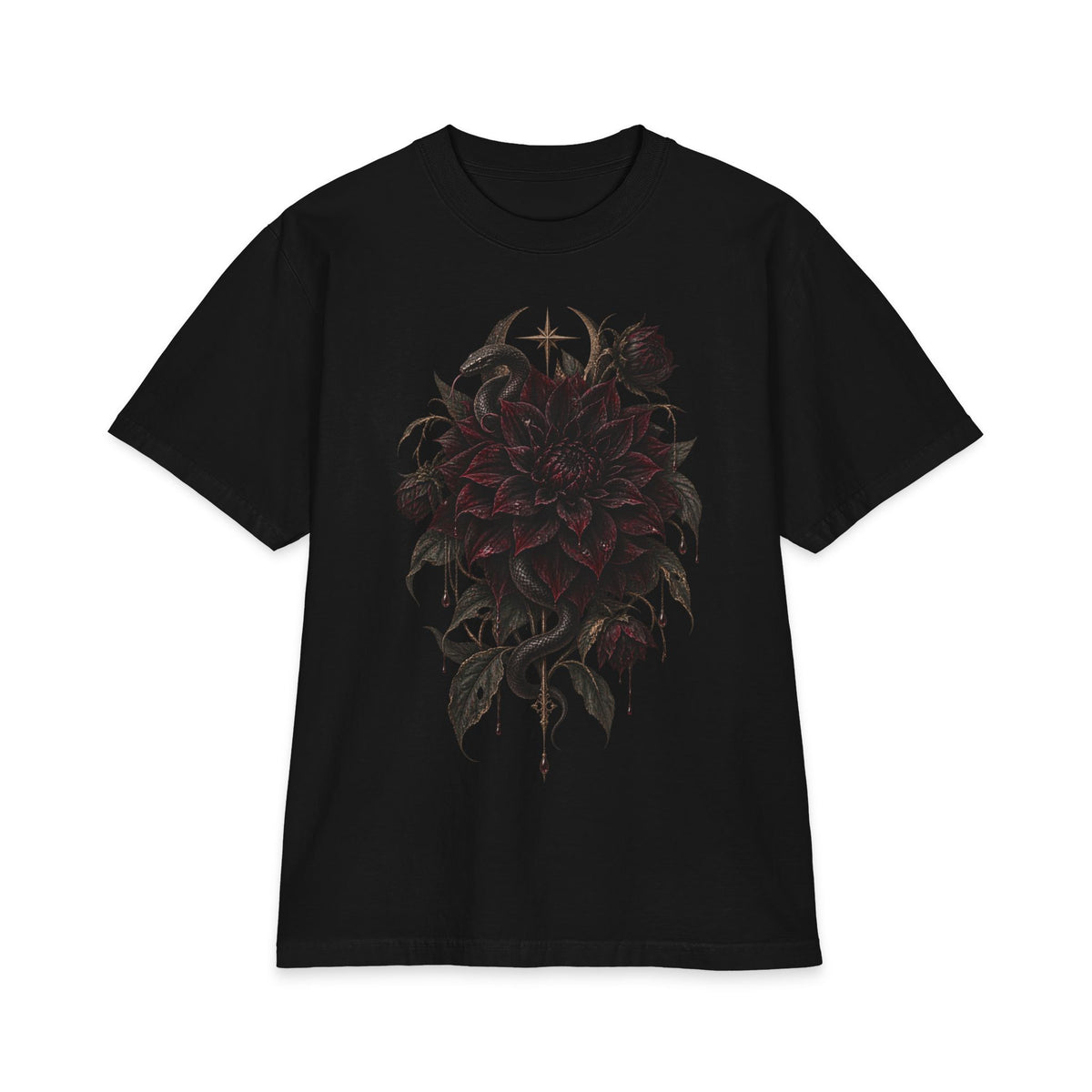Dark Floral T-Shirt — Gothic Dahlia Graphic Tee