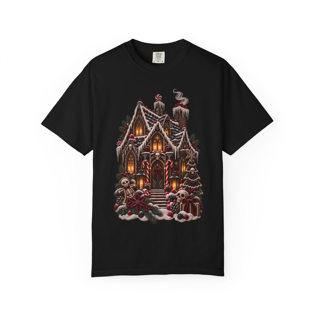 Gothic Gingerbread House T-Shirt — Spooky Christmas Art