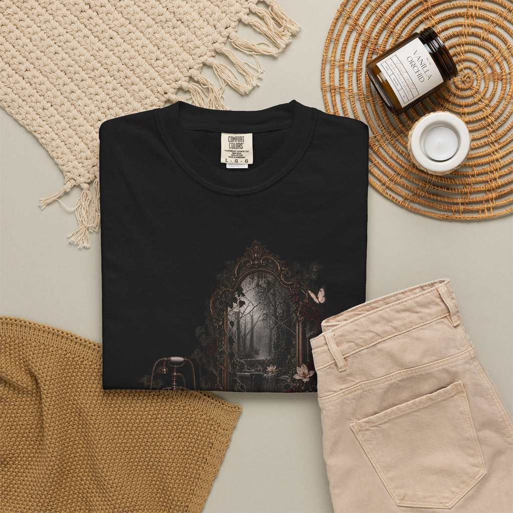 Gothic Bathtub Mirror T-Shirt — Dark Victorian Bathroom Art