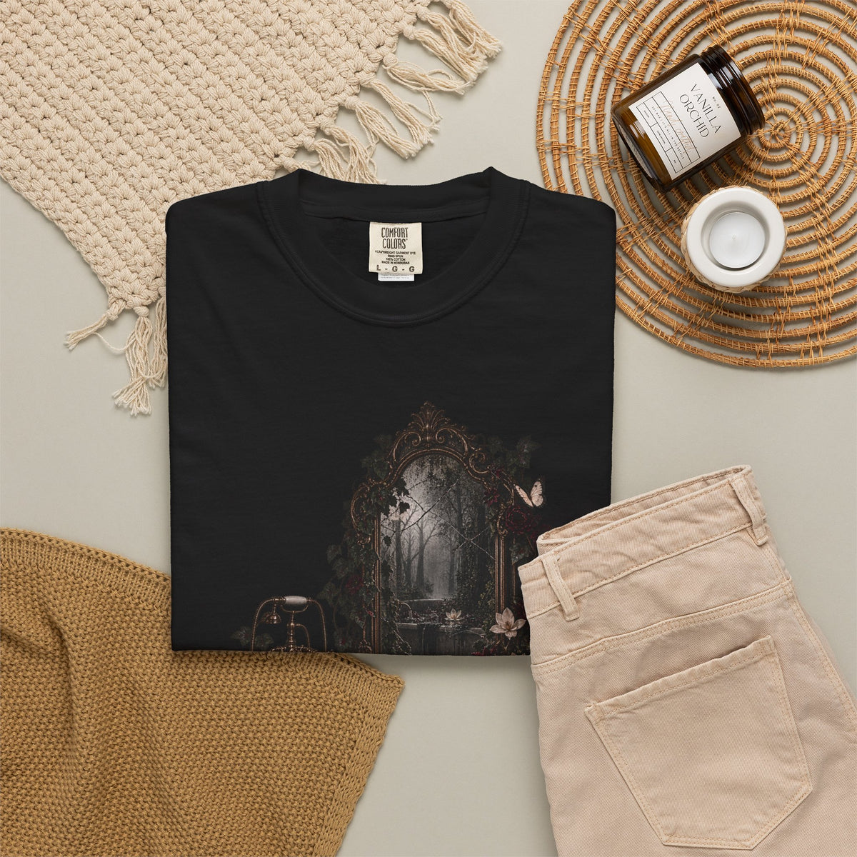 Gothic Bathtub Mirror T-Shirt — Dark Victorian Bathroom Art