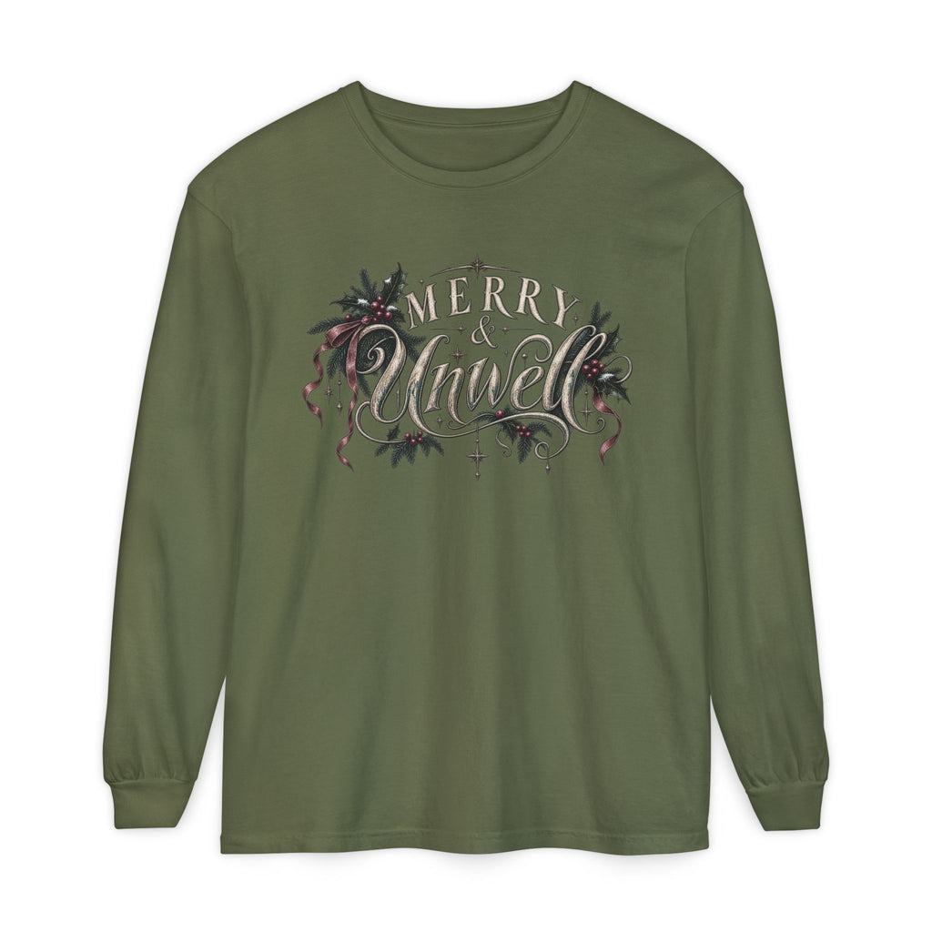 Merry & Bright Long Sleeve Tee — Vintage Holiday Christmas Shirt