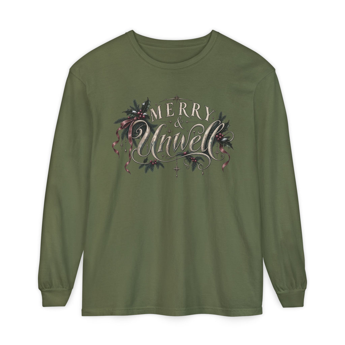 Merry & Bright Long Sleeve Tee — Vintage Holiday Christmas Shirt