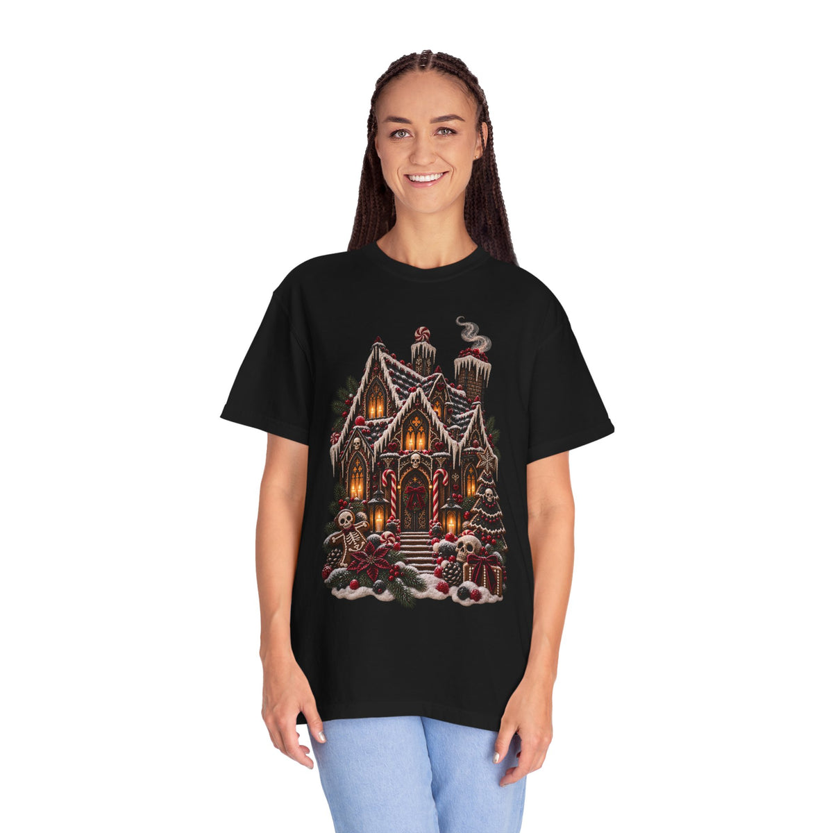 Gothic Gingerbread House T-Shirt — Spooky Christmas Art