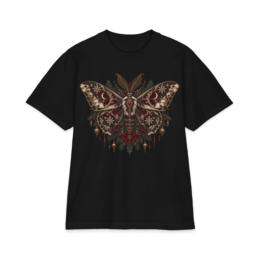 Christmas Moth T-Shirt — Gothic Holiday Floral Graphic Tee