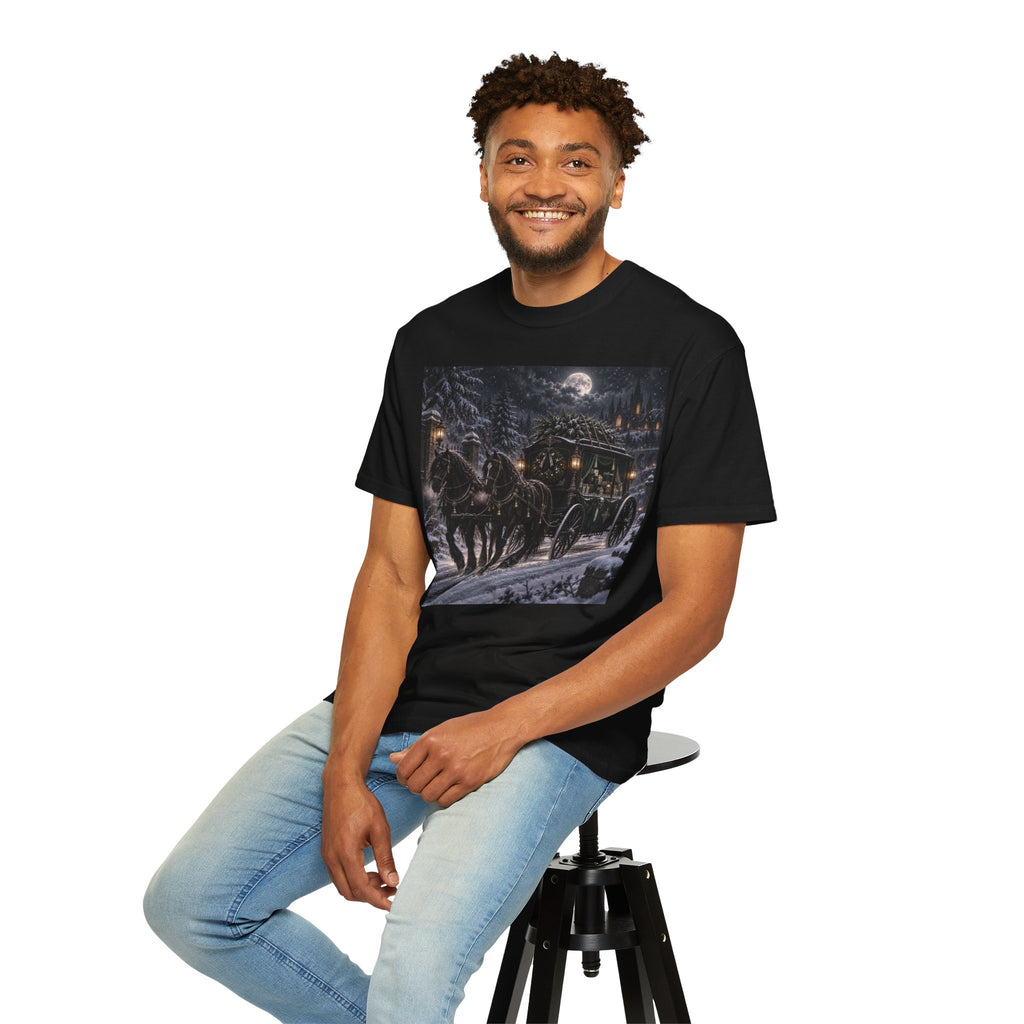 Midnight Carriage T-Shirt — Gothic Winter Scene