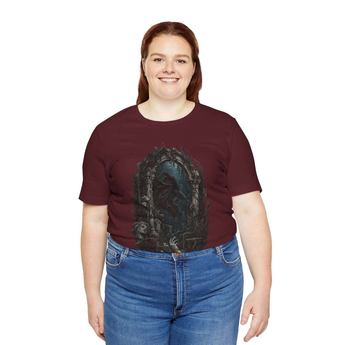 Gothic Fish T-Shirt — Underwater Ruins & Broken Statue