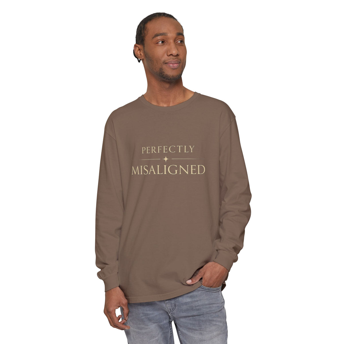 Perfectly Misaligned Long-Sleeve T-Shirt — Minimal Typography