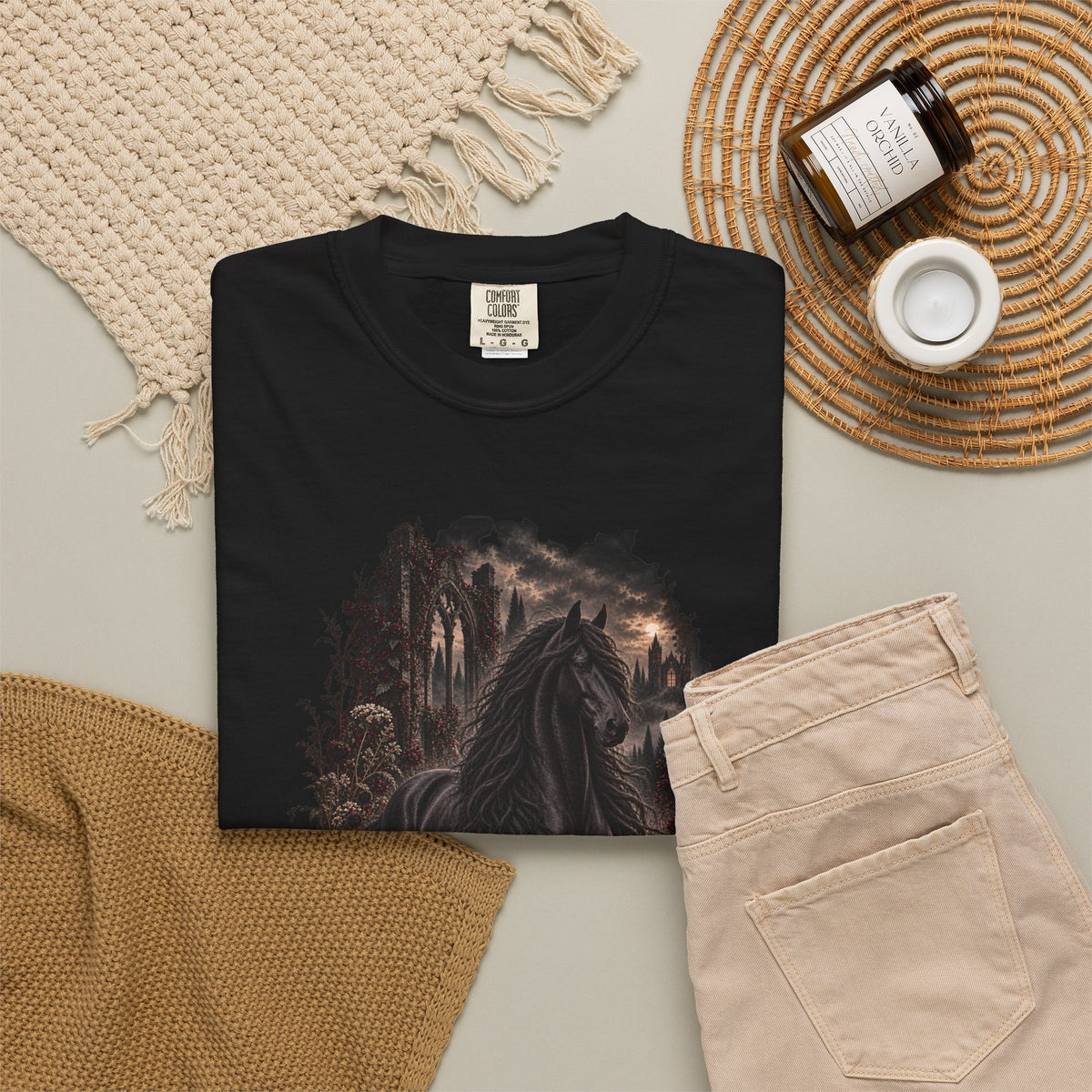Black Horse T-Shirt — Dark Gothic Stallion