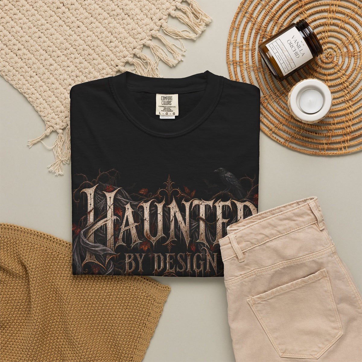 Haunted by Design T-Shirt — Gothic Halloween Graphic Tee