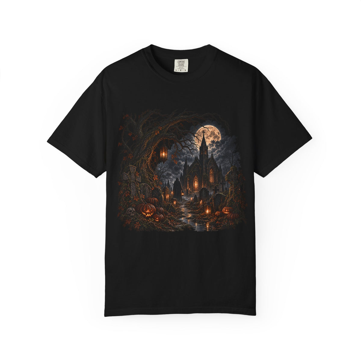 Halloween Haunted Castle T-Shirt — Spooky Pumpkin Night Graphic Tee