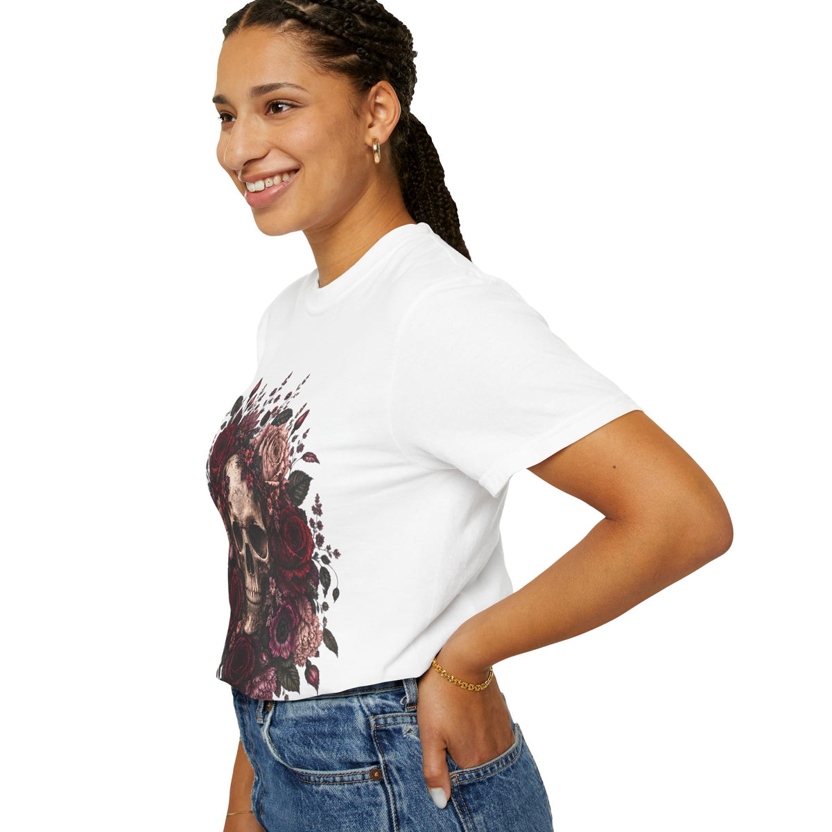 Skull & Rose T-Shirt — Gothic Floral Graphic