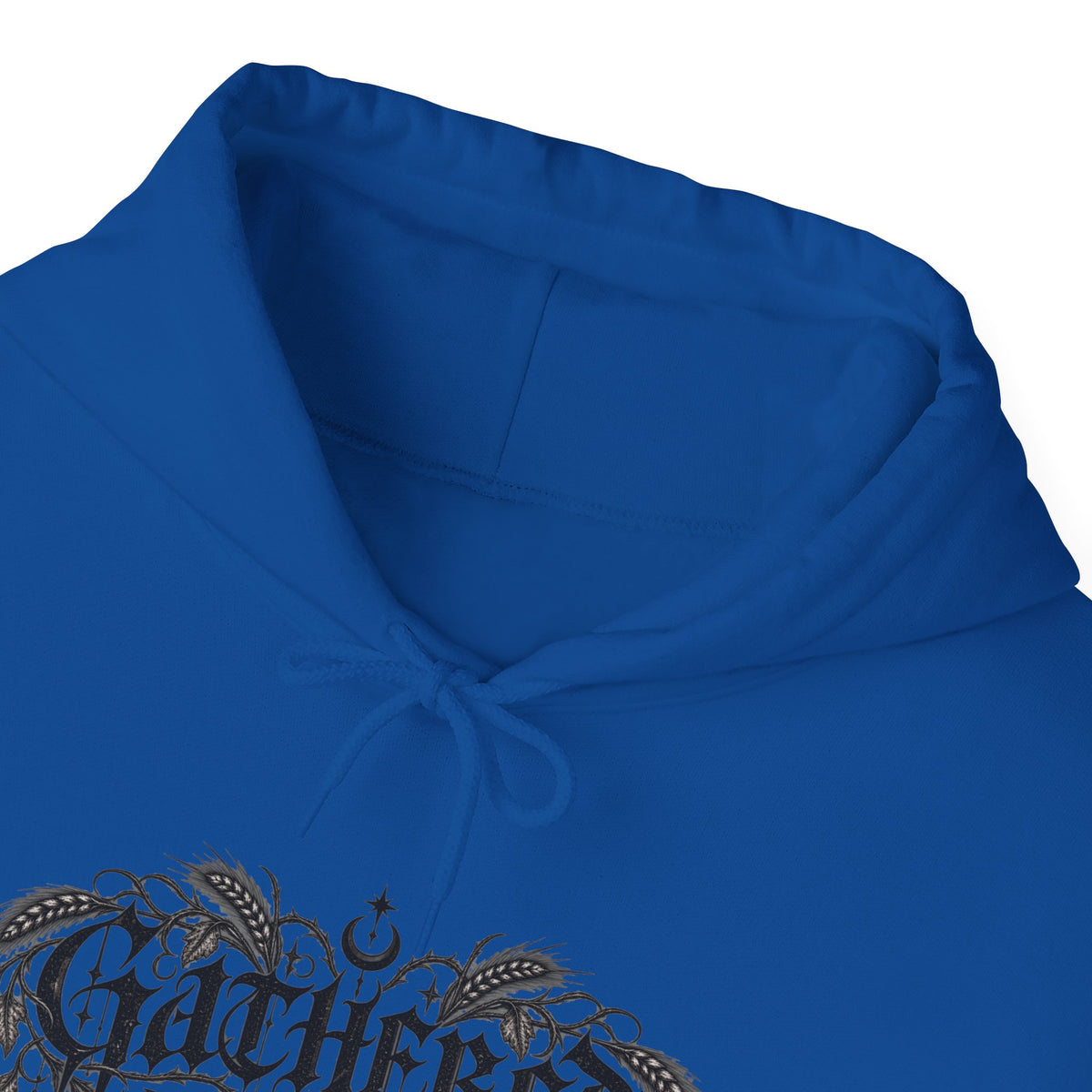 Gathered in Gratitude Hoodie — Gothic Winged Script Pullover