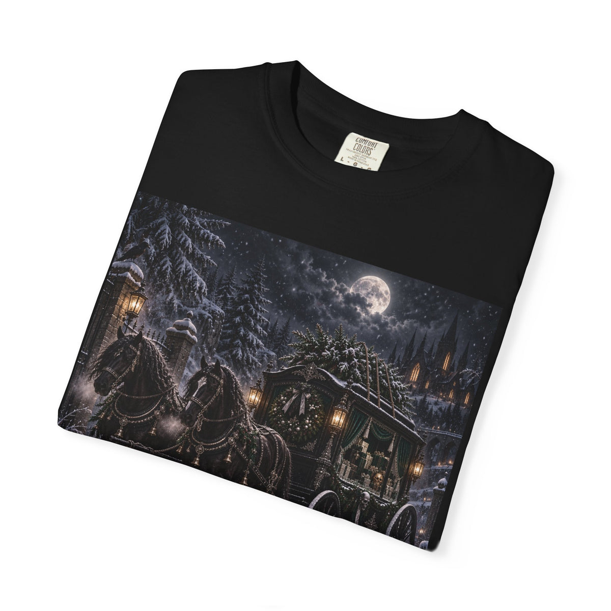 Midnight Carriage T-Shirt — Gothic Winter Scene