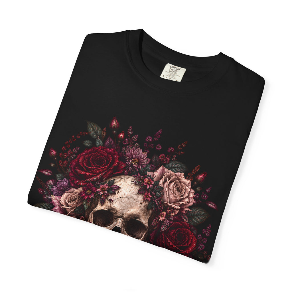 Skull & Rose T-Shirt — Gothic Floral Graphic