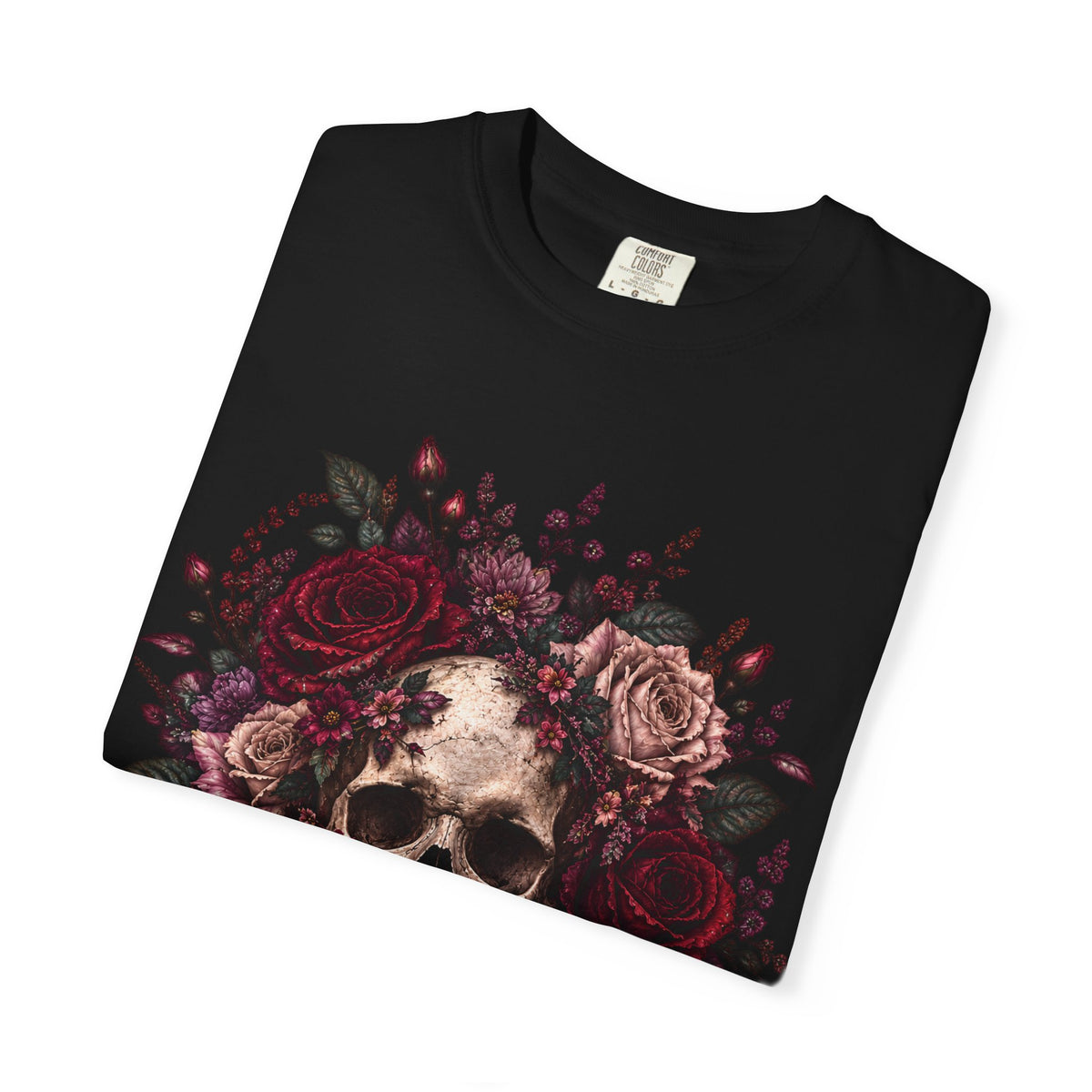Skull & Rose T-Shirt — Gothic Floral Graphic