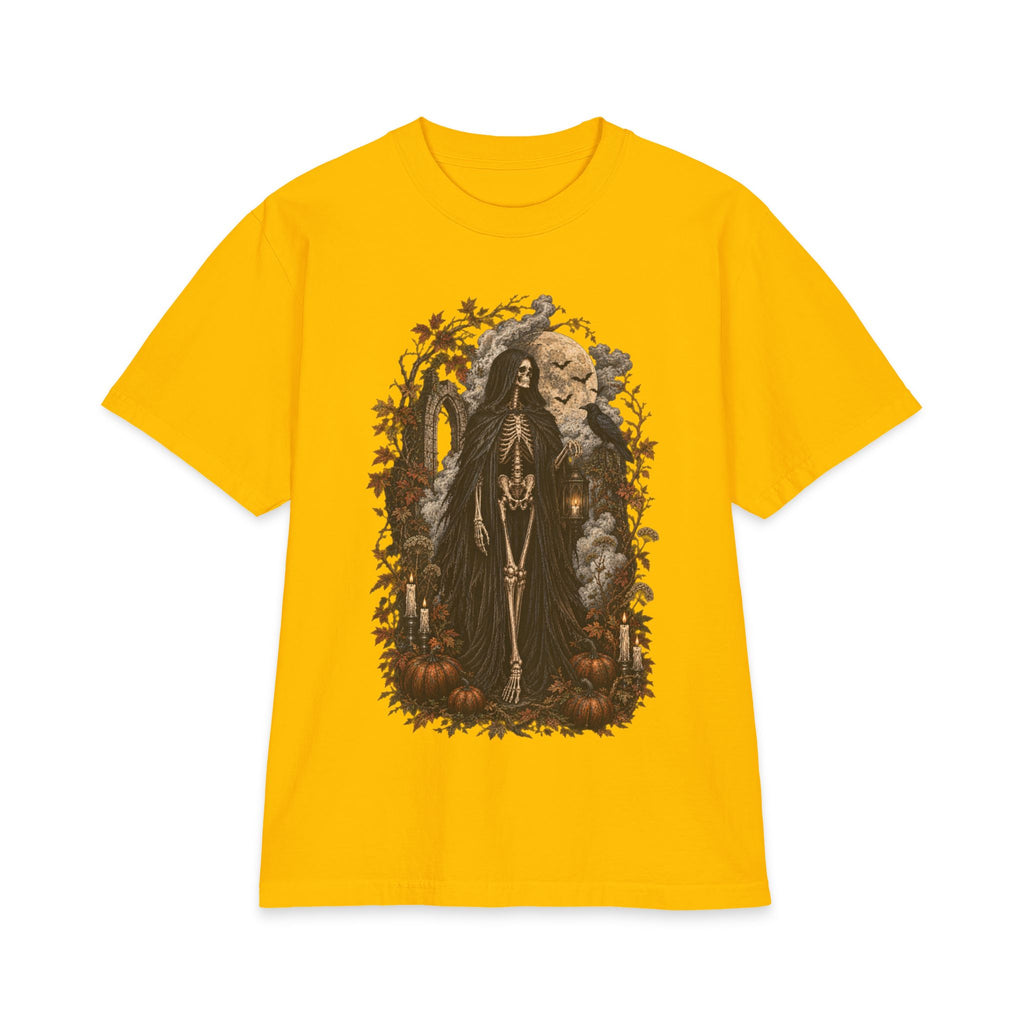 Grim Reaper Halloween T-Shirt — Gothic Pumpkin & Moon Tee