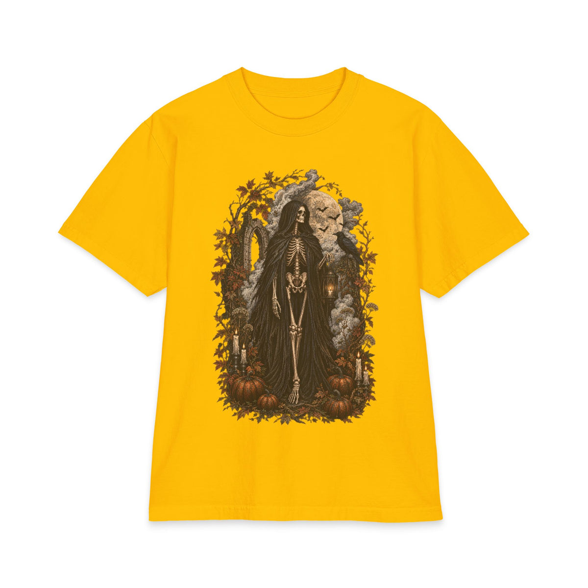 Grim Reaper Halloween T-Shirt — Gothic Pumpkin & Moon Tee