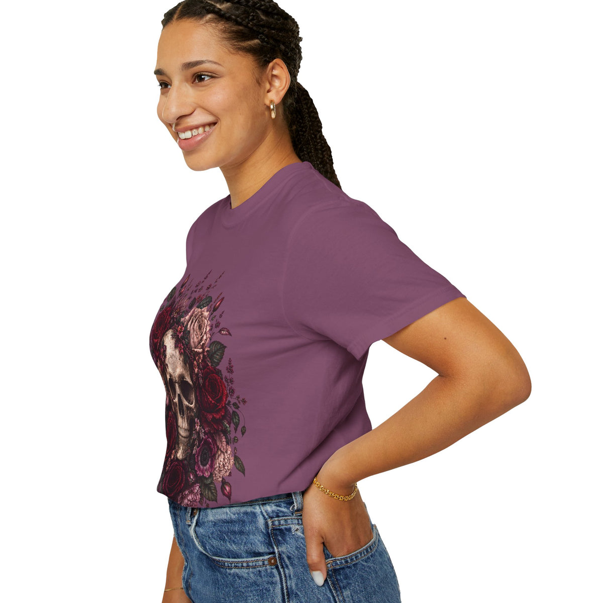 Skull & Rose T-Shirt — Gothic Floral Graphic