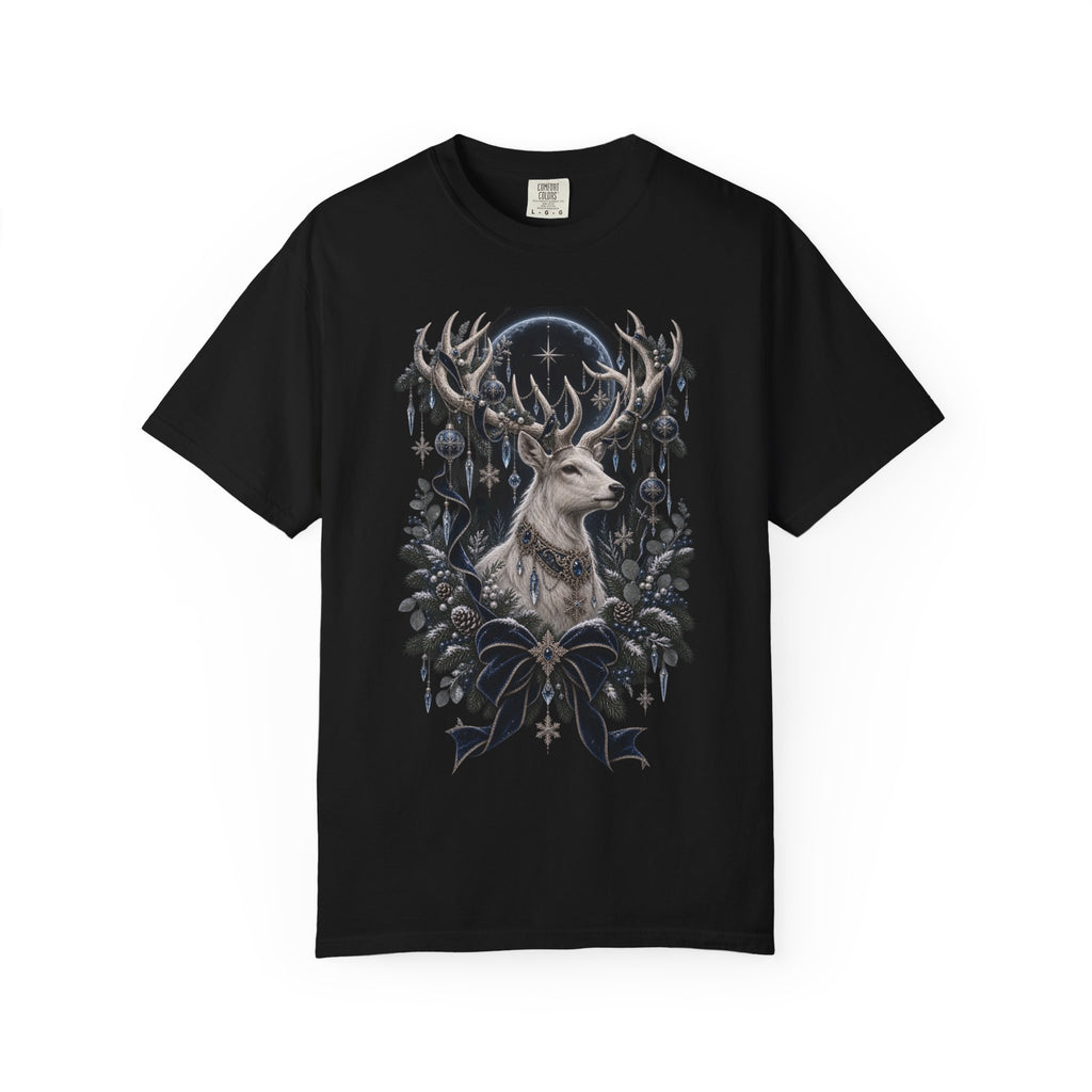 Mystic Stag Moon T-Shirt — Gothic Deer Forest Illustration