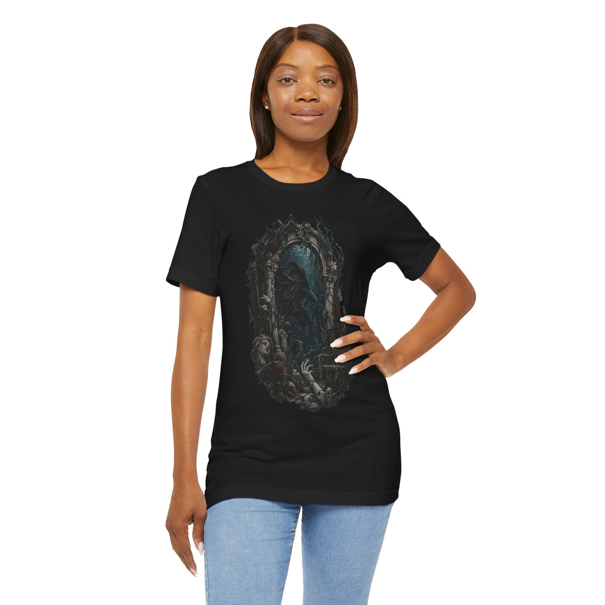 Gothic Fish T-Shirt — Underwater Ruins & Broken Statue
