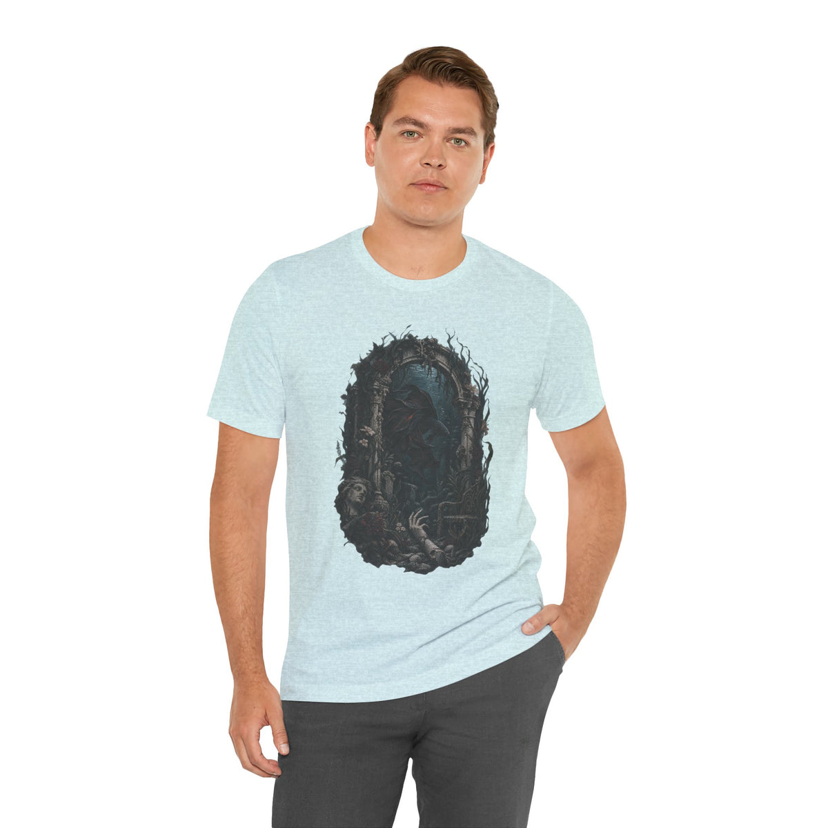 Gothic Fish T-Shirt — Underwater Ruins & Broken Statue