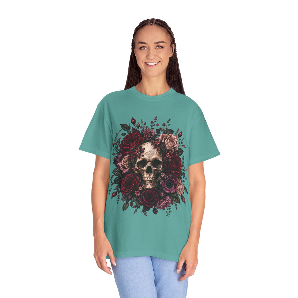 Skull & Rose T-Shirt — Gothic Floral Graphic