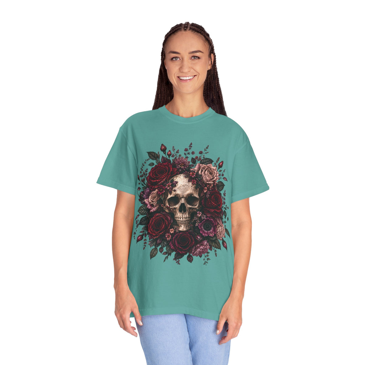 Skull & Rose T-Shirt — Gothic Floral Graphic