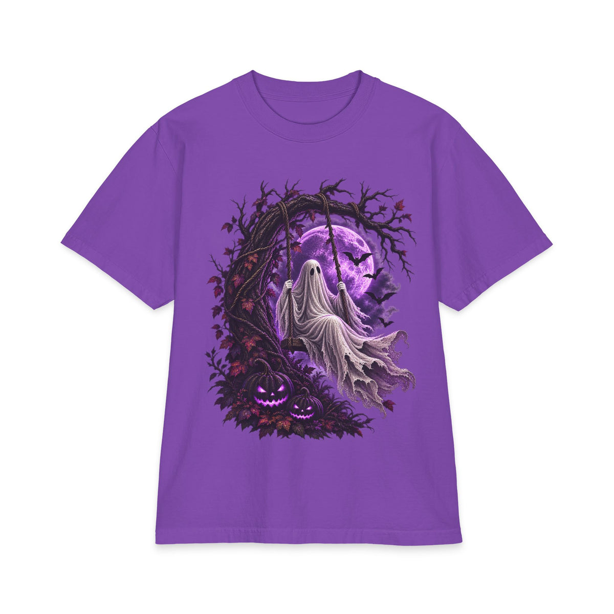 Halloween Ghost T-Shirt — Purple Moon Haunted Night Tee