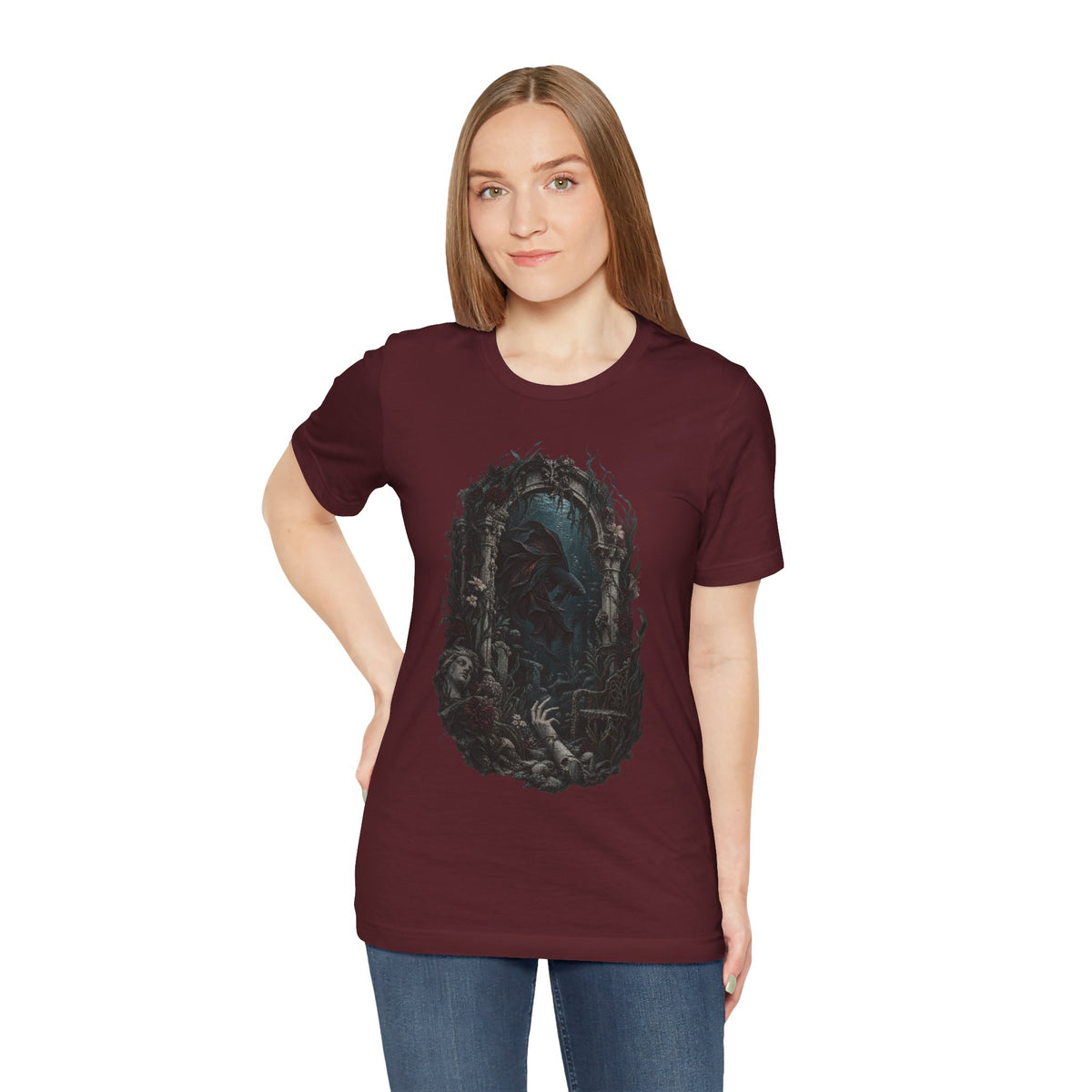 Gothic Fish T-Shirt — Underwater Ruins & Broken Statue