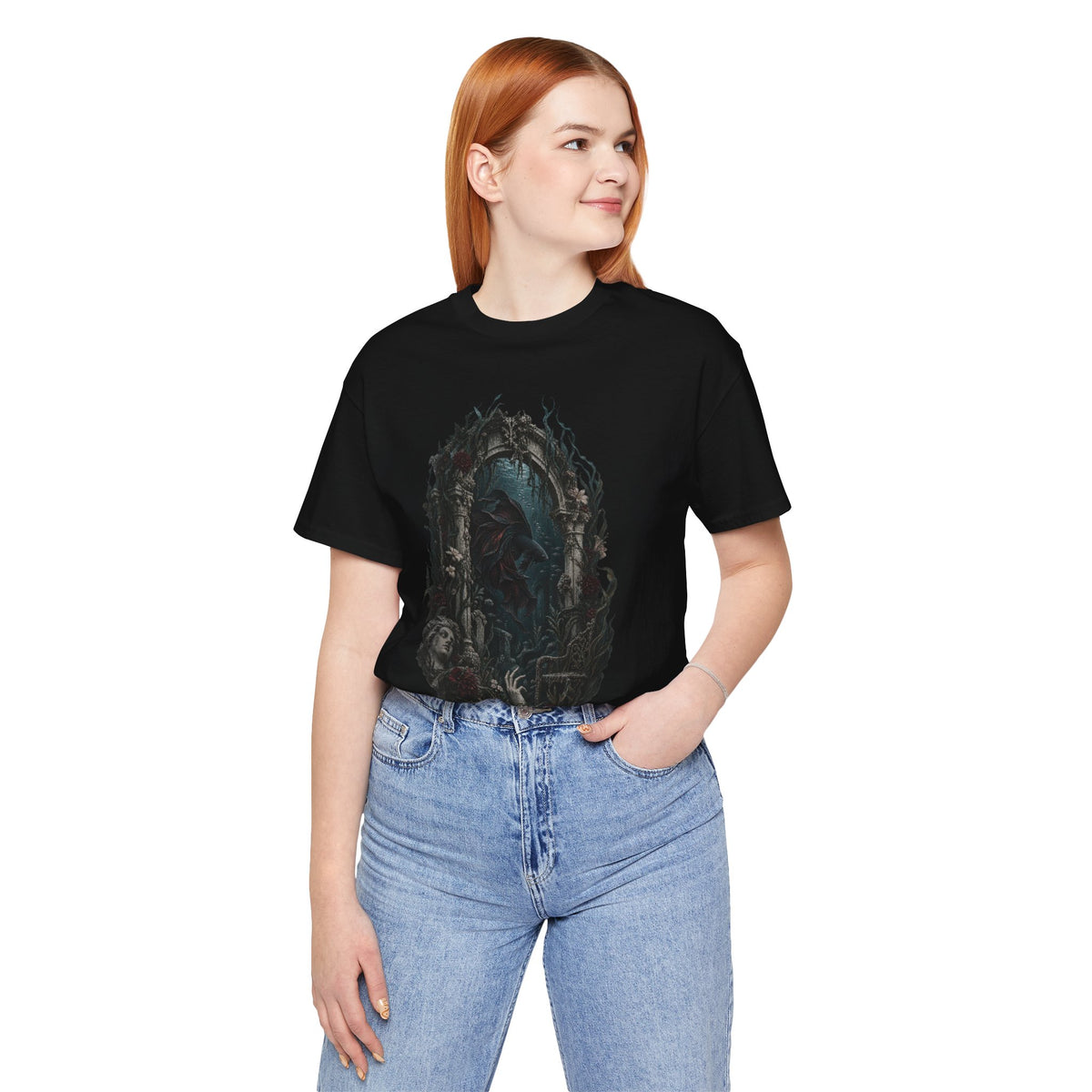 Gothic Fish T-Shirt — Underwater Ruins & Broken Statue
