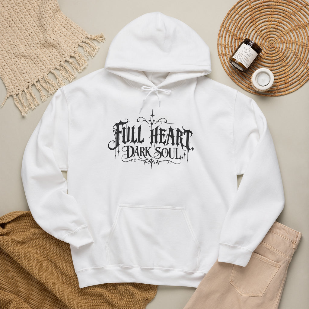 Dark Soul 'Full Heart' Hoodie — Gothic Script Graphic Sweatshirt