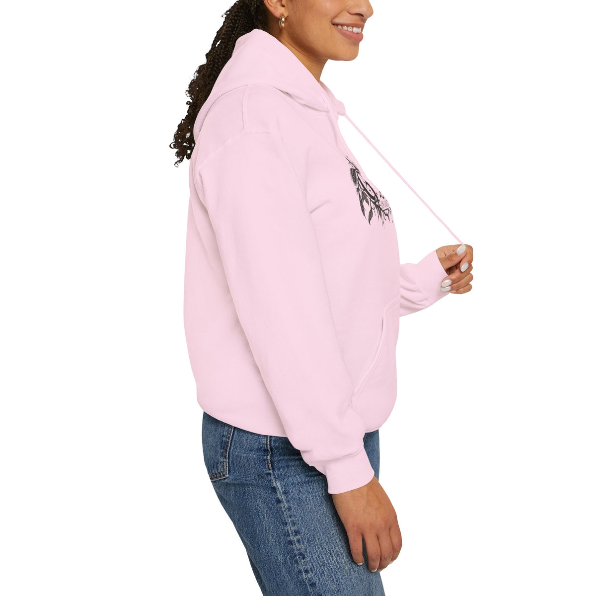 Gathered in Gratitude Hoodie — Gothic Winged Script Pullover
